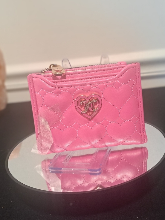 Juicy Couture Handbags - Juicy Couture Hot Pink Quilted Heart Bifold Wallet with Gold Heart Logo NWOT